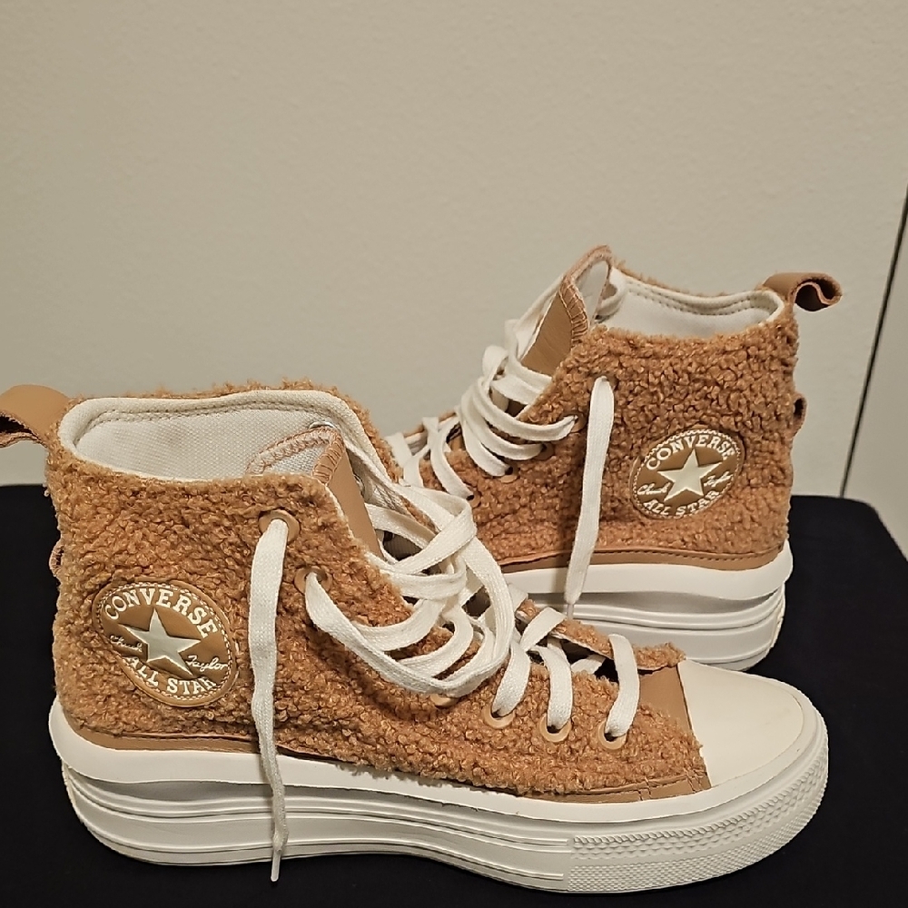 Converse Women's Tan Fleece High-Top Sneakers
